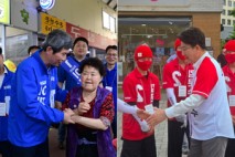 선거 열기 후끈…이인영·권성동, 청주 전통시장서 지원 사격