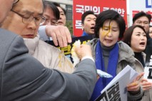 헌재 앞 백혜련 의원에 계란 던졌던 피의자 2명 불구속 송치
