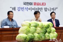 '포기배추' 쌓고 국힘 '김민석 청문회'…