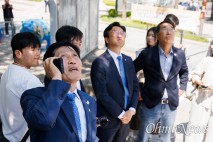 '고공농성' 한화 본사 찾은 국회의원들 